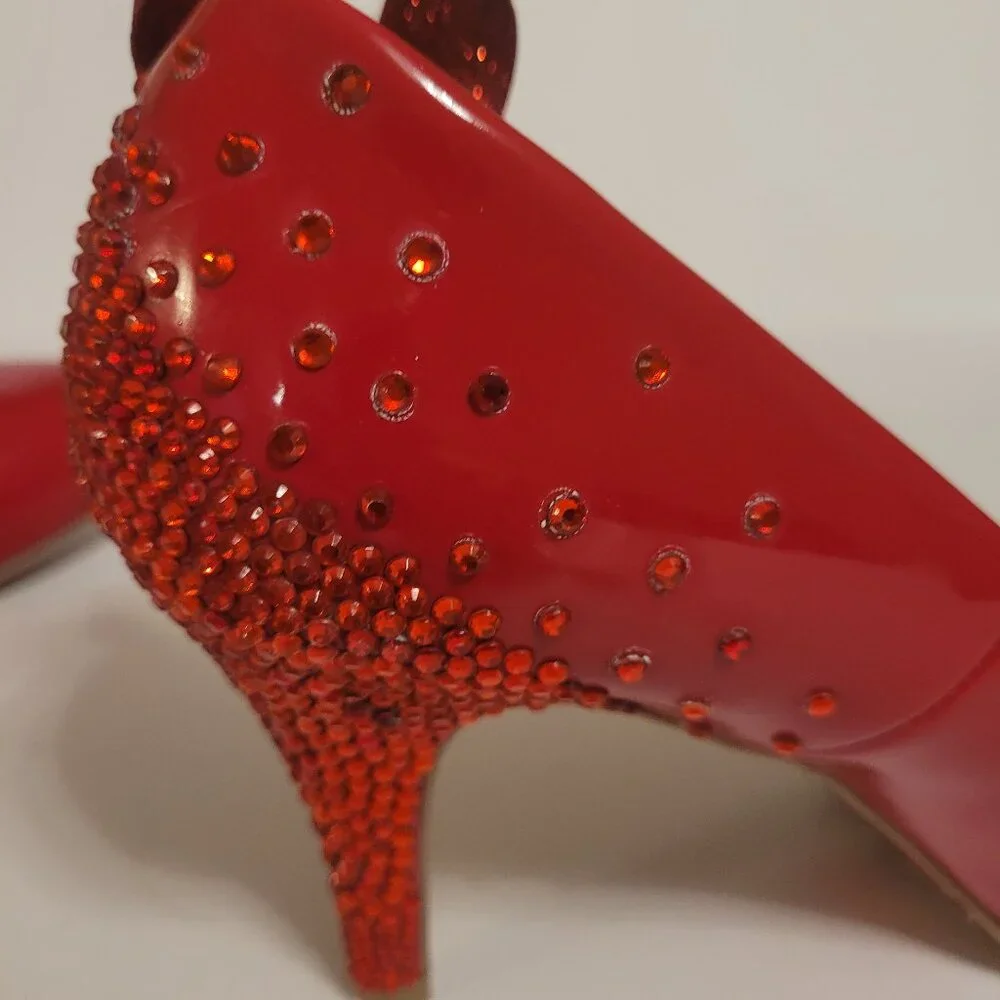 Red Rhinestone Patented Leather Heel - Picture 1 of 5